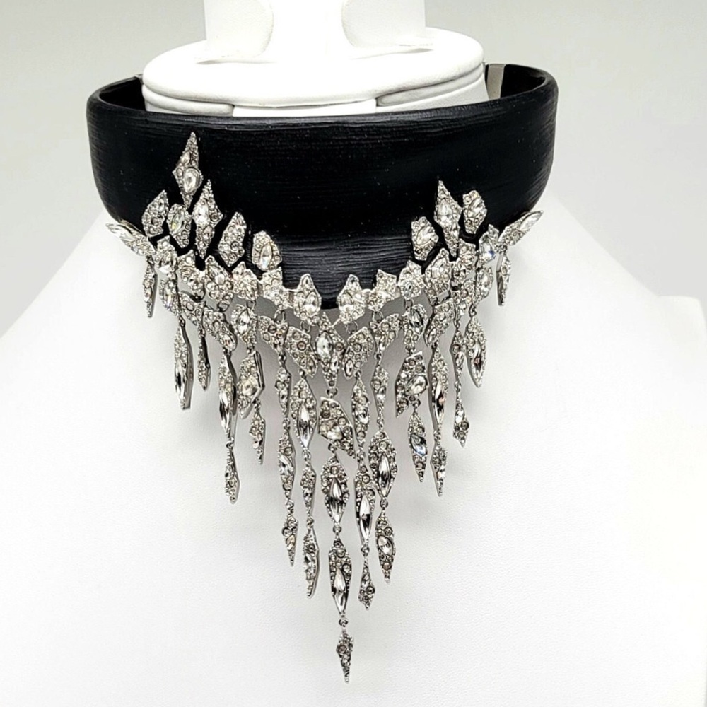 Authentic Alexis Bittar runway choker cascading rhinestone collar necklace